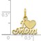10K Yellow Gold I Love Mom Charm Heart Mother Pendant Jewerly 15mm x 14mm